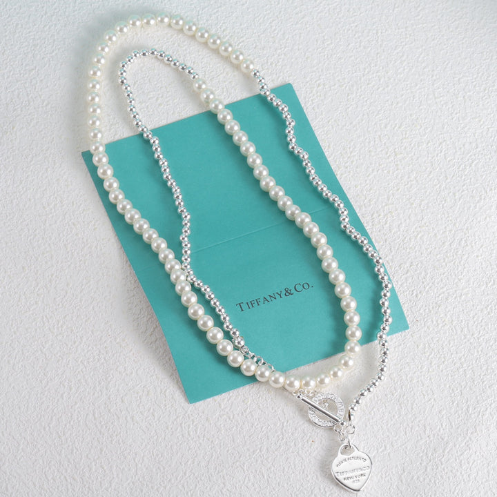 Luxury Pearl and Silver Combo Necklace Bracelet