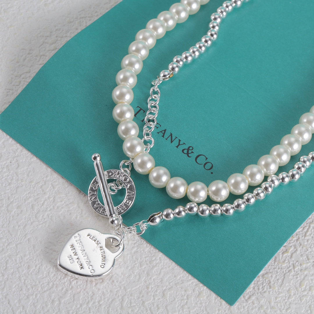 Luxury Pearl and Silver Combo Necklace Bracelet