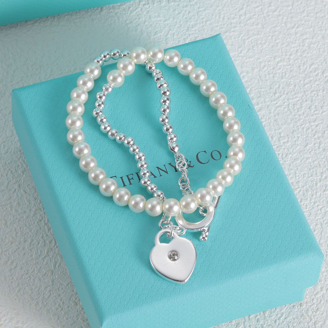 Luxury Pearl and Silver Combo Necklace Bracelet