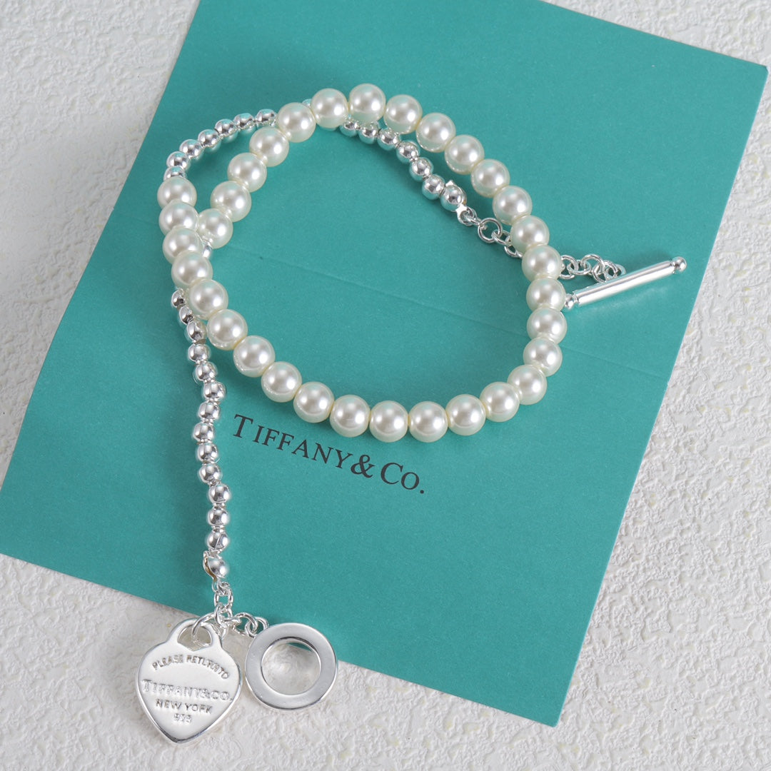 Luxury Pearl and Silver Combo Necklace Bracelet