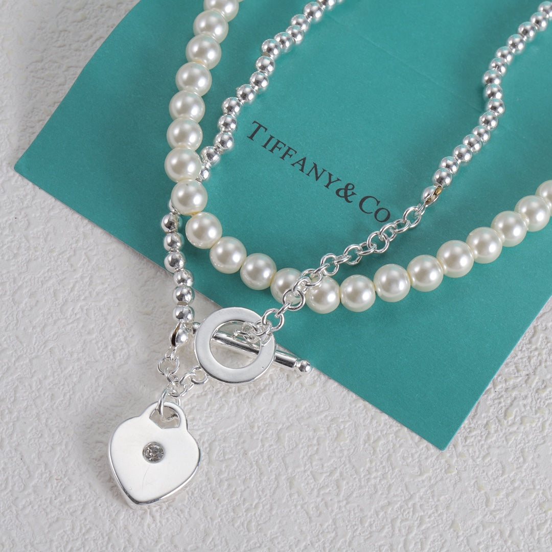 Luxury Pearl and Silver Combo Necklace Bracelet