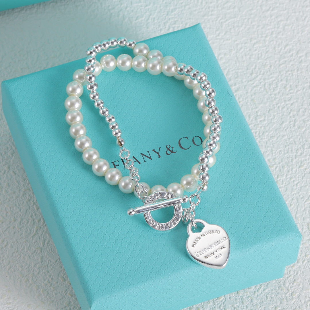 Luxury Pearl and Silver Combo Necklace Bracelet