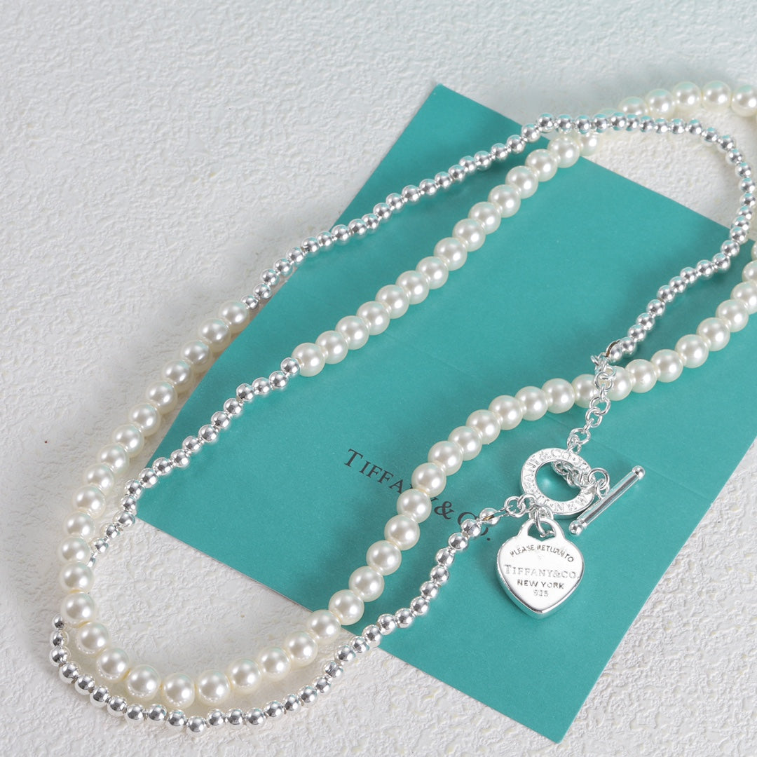 Luxury Pearl and Silver Combo Necklace Bracelet