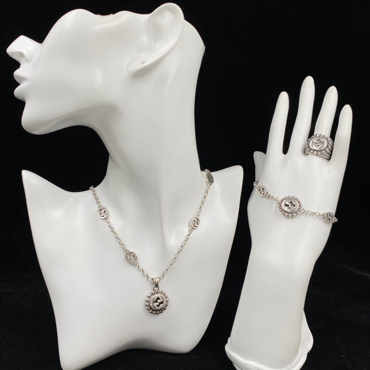 Luxury Double G Silver Necklace Set