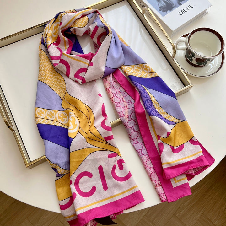 3 colours double-sided two-tone spring and summer long silk scarf