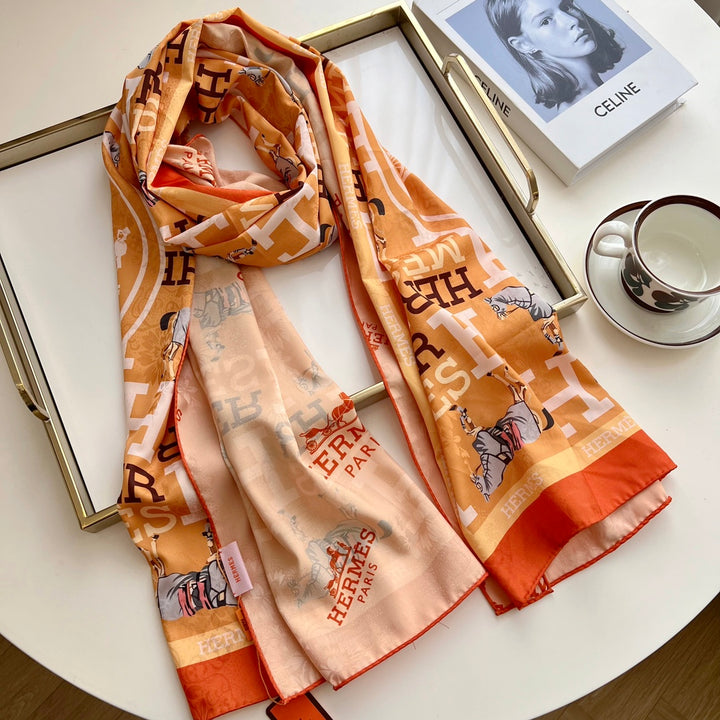 Fashion silk double-sided two-colour spring and summer long silk scarf