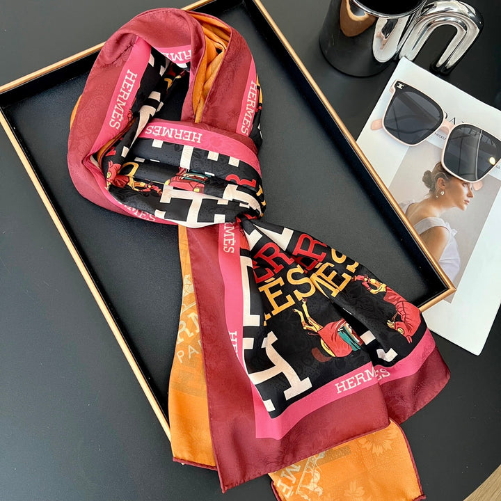 Fashion silk double-sided two-colour spring and summer long silk scarf