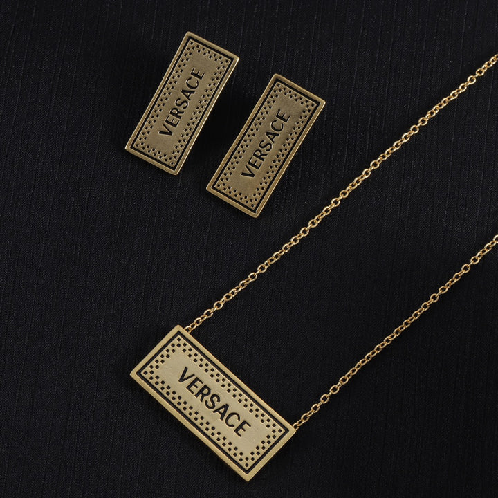 Luxury Square Letter Necklace Earrings