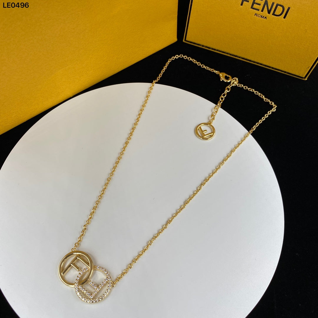 Letter F Round Diamond Necklace