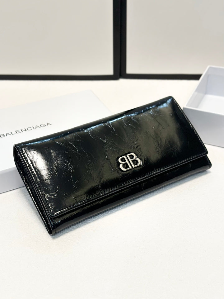 Black Patent Leather Cowhide Women's Wallet