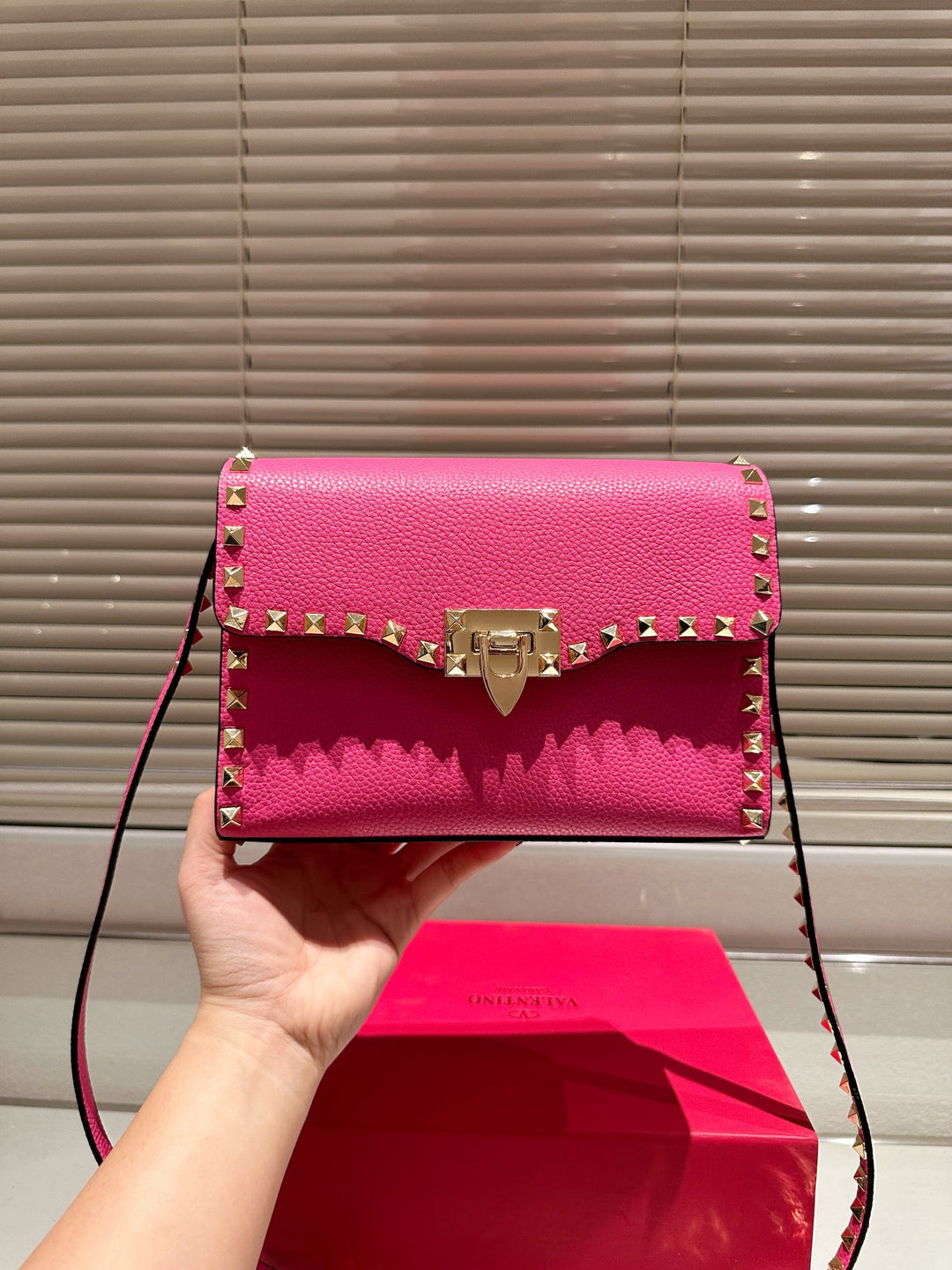 6 Colours Cowhide Studded Crossbody Bag