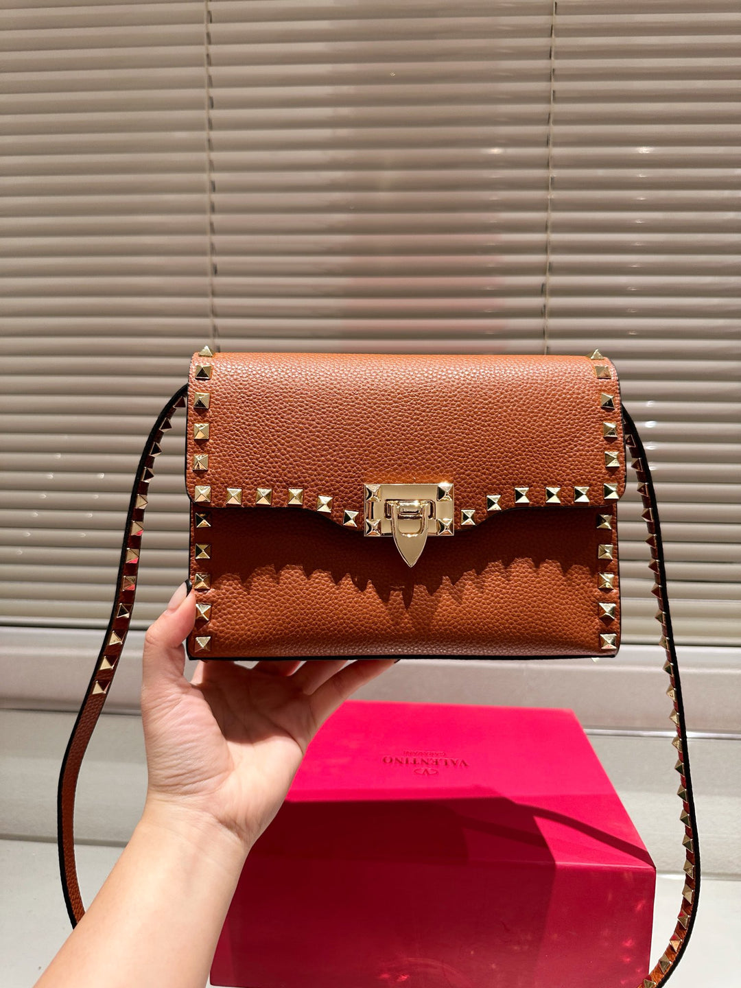 6 Colours Cowhide Studded Crossbody Bag