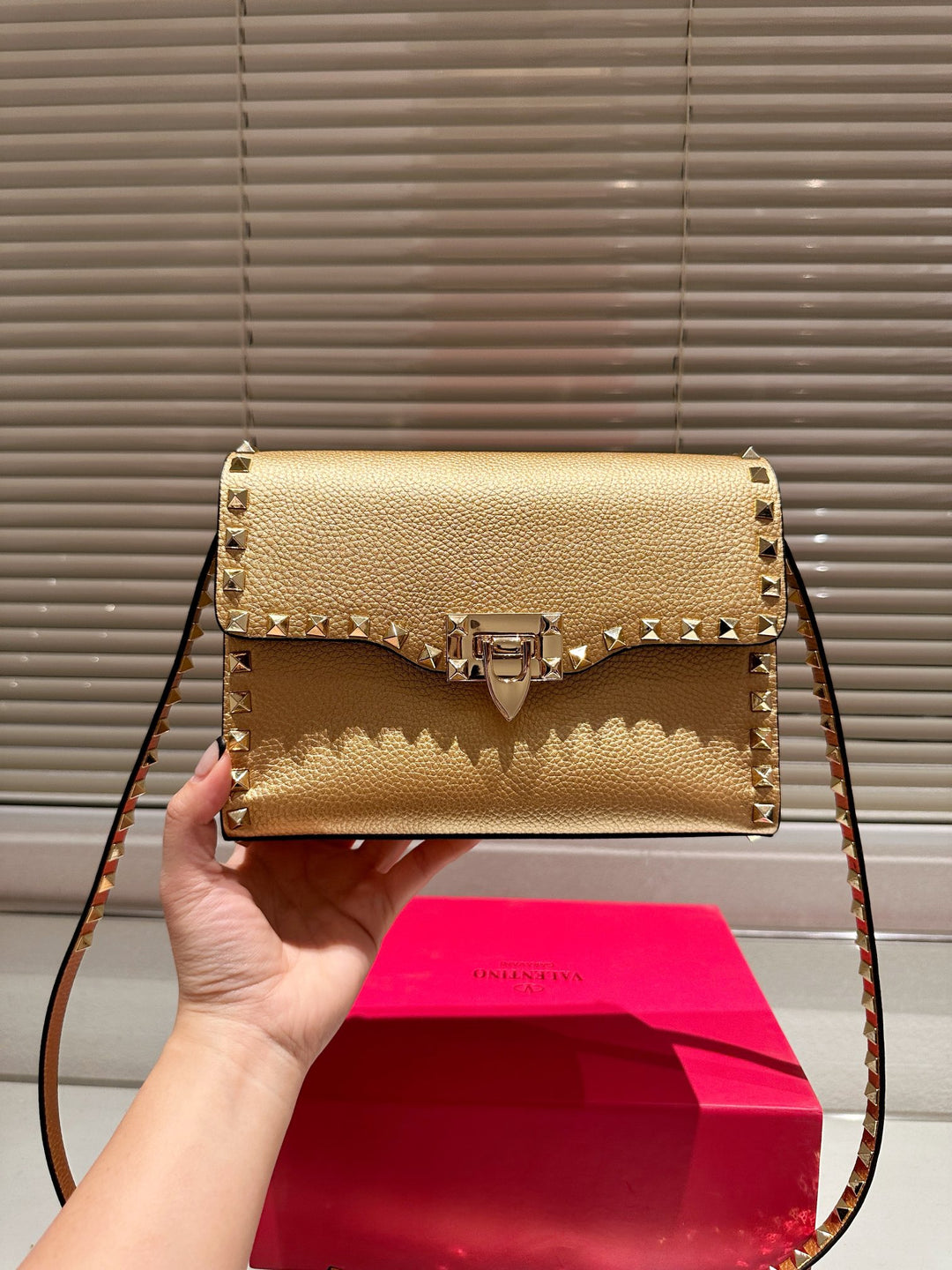 6 Colours Cowhide Studded Crossbody Bag