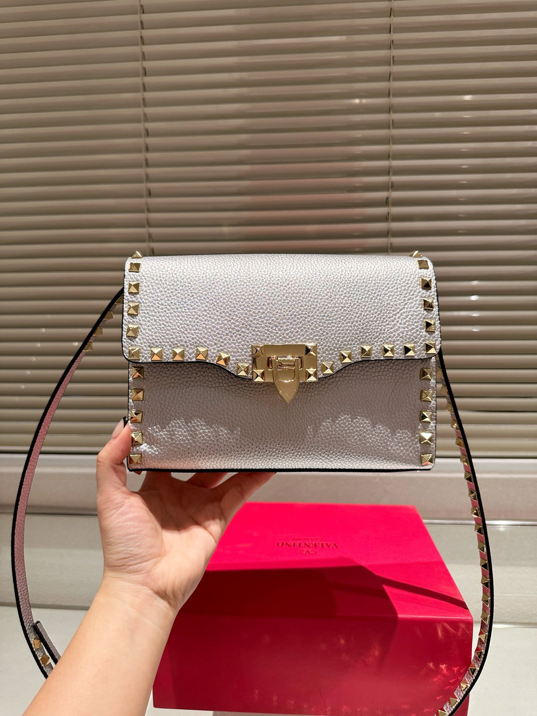 6 Colours Cowhide Studded Crossbody Bag