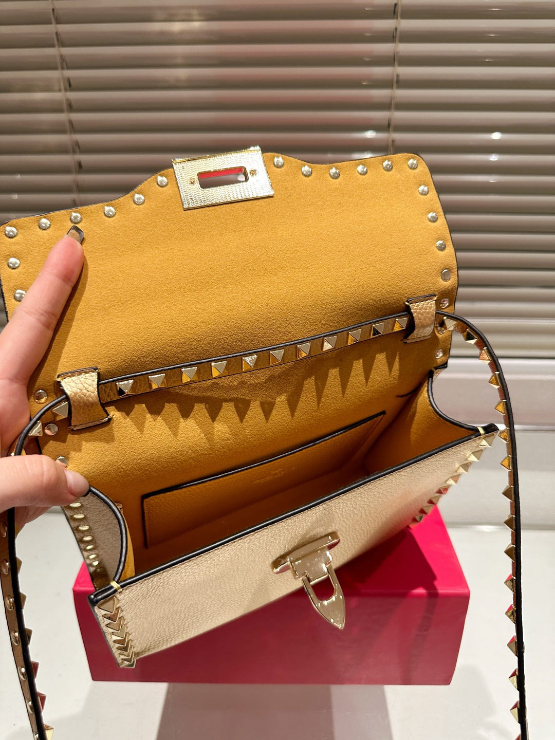 6 Colours Cowhide Studded Crossbody Bag