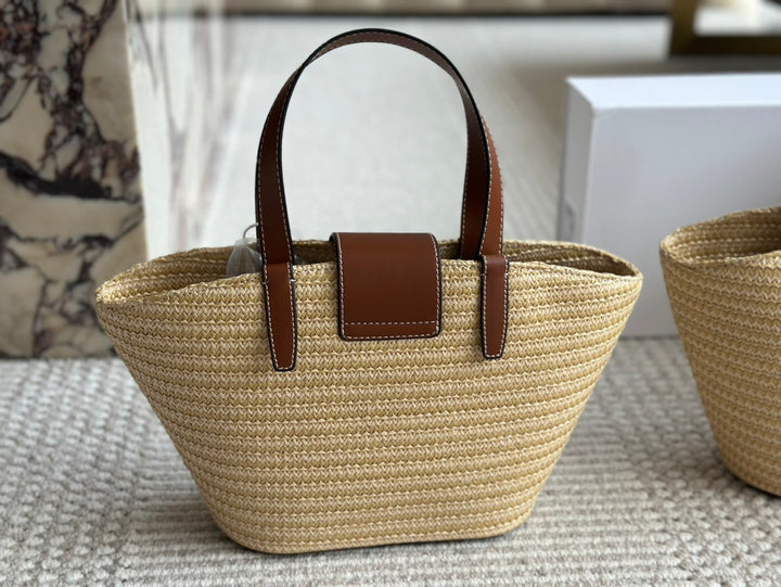 Vintage Straw Vegetable Basket Bag