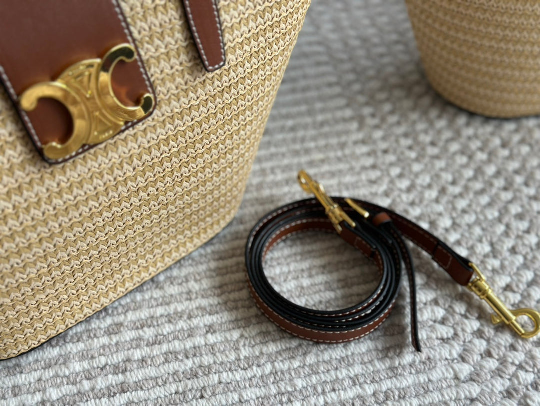 Vintage Straw Vegetable Basket Bag