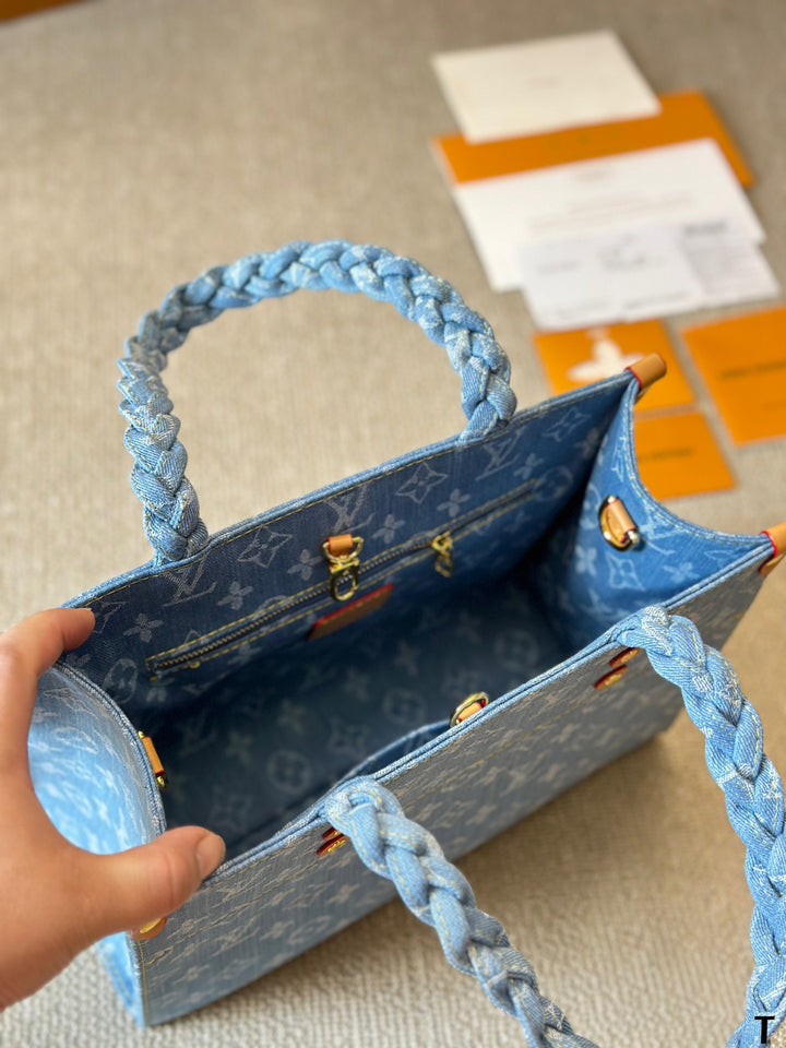 New Denim Woven Tote Bag