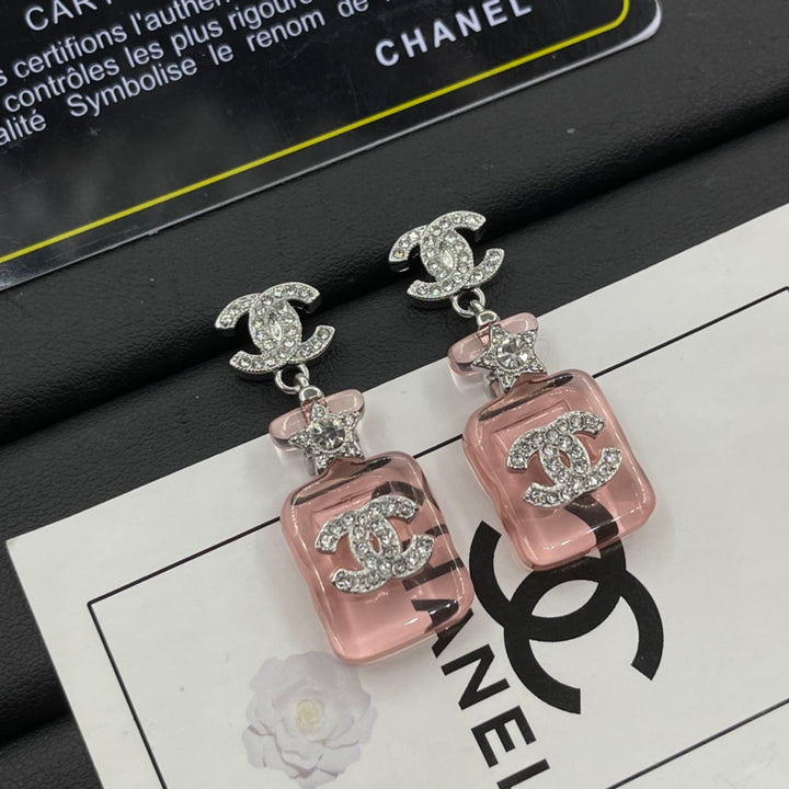 Fashion Crystal Double C Earrings