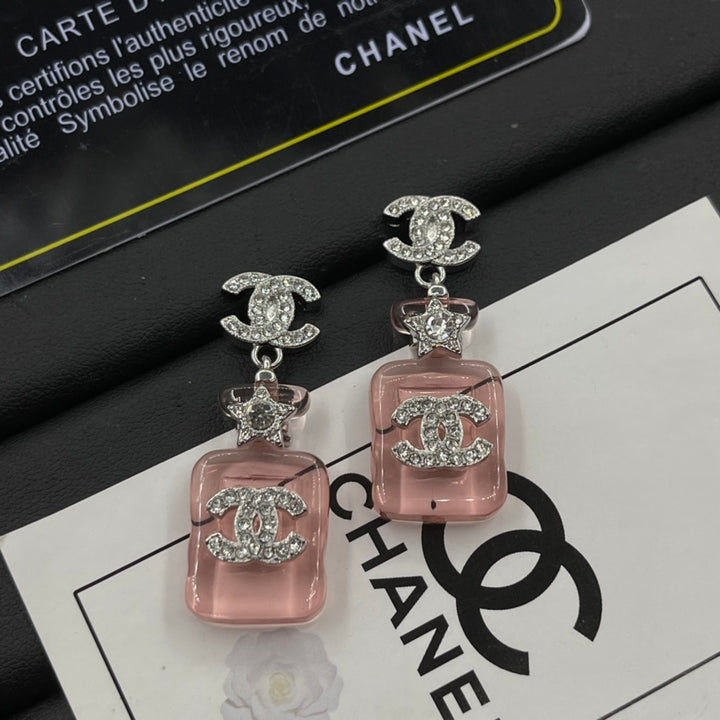 Fashion Crystal Double C Earrings