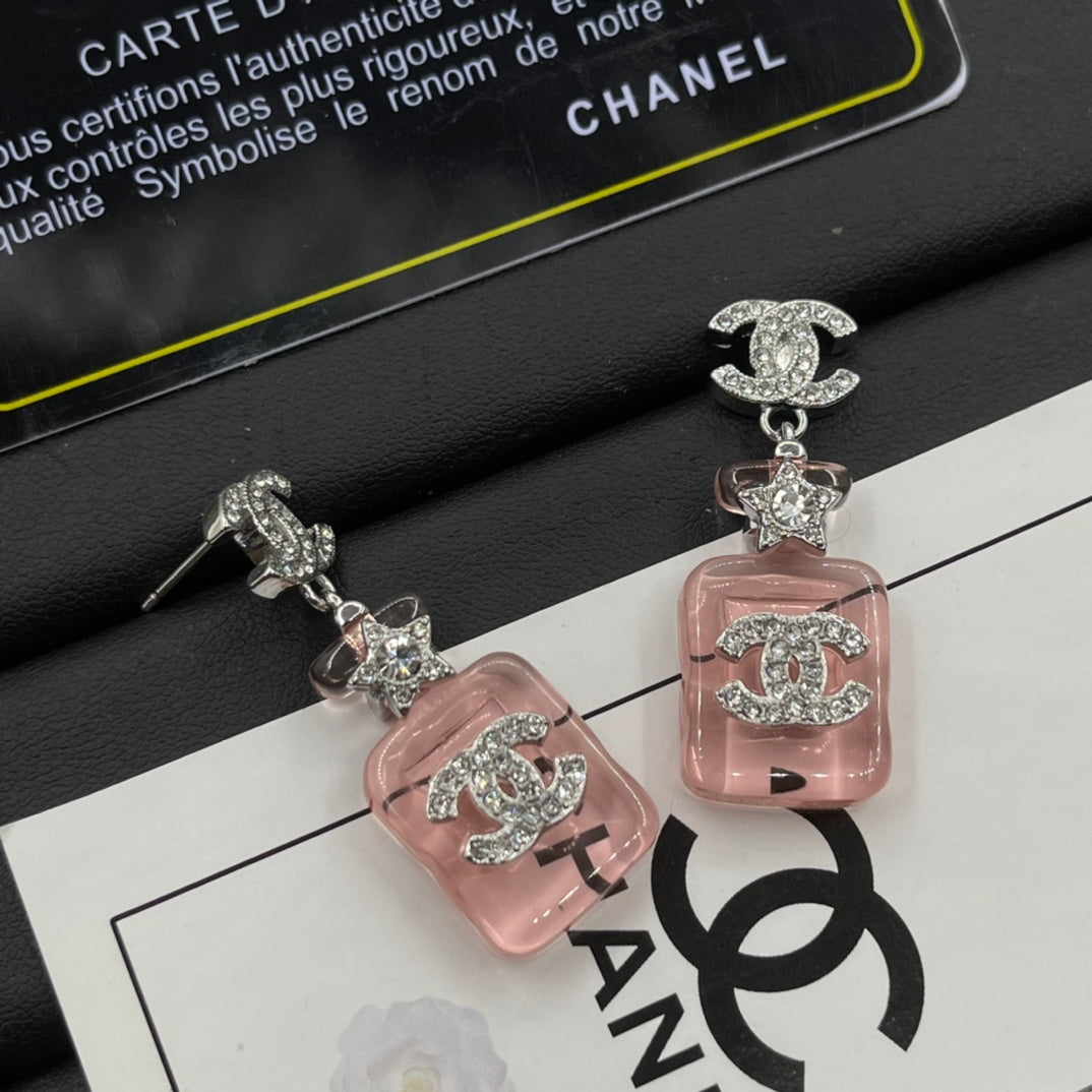 Fashion Crystal Double C Earrings