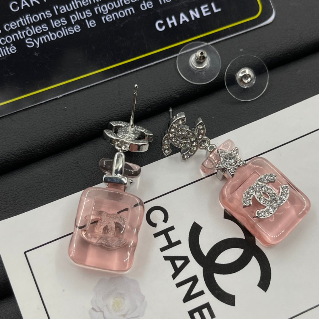 Fashion Crystal Double C Earrings