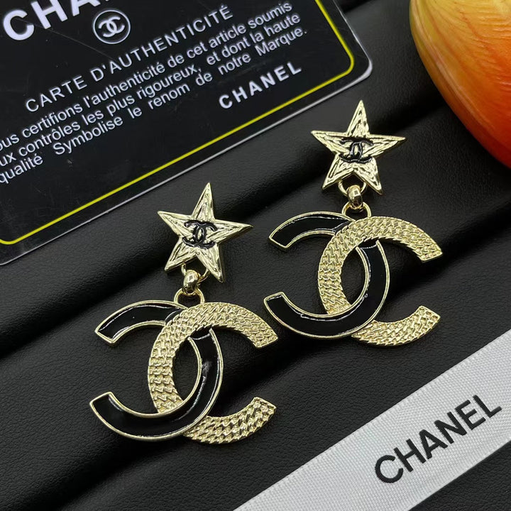 Fashion Pentagram Double C Earrings