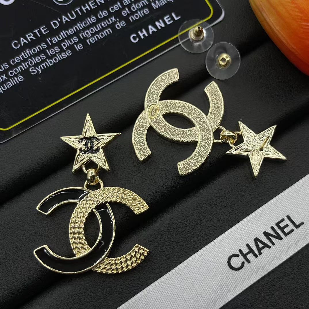 Fashion Pentagram Double C Earrings