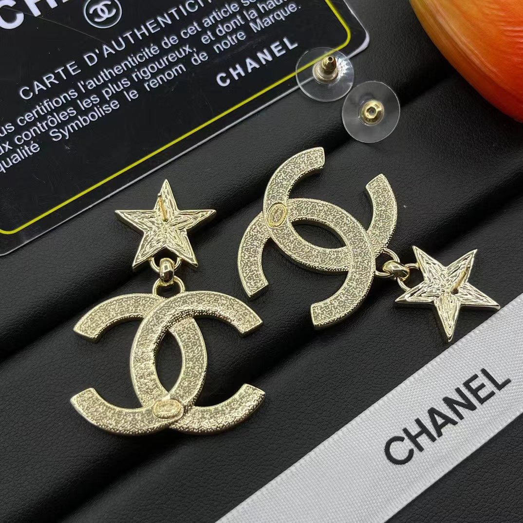 Fashion Pentagram Double C Earrings