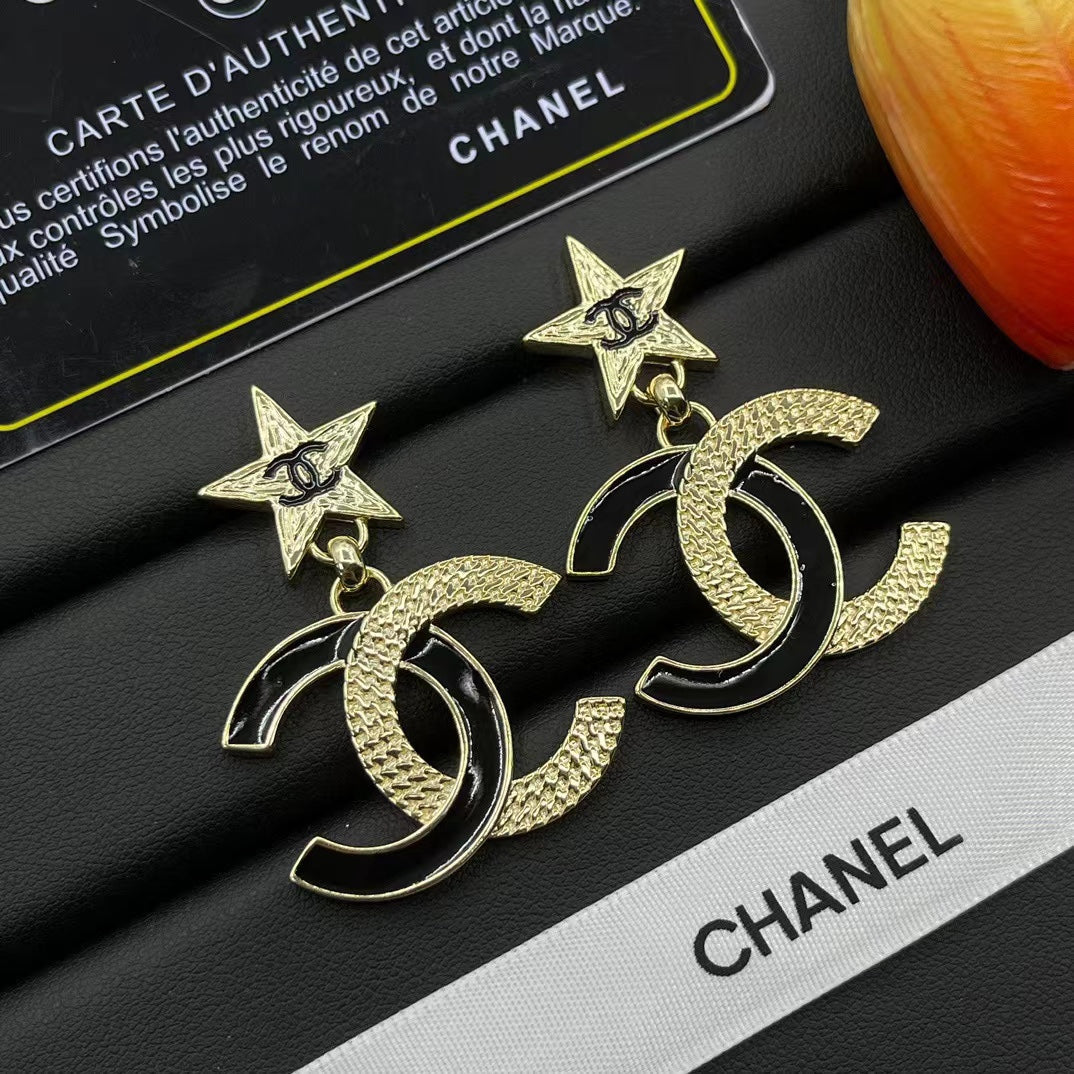 Fashion Pentagram Double C Earrings