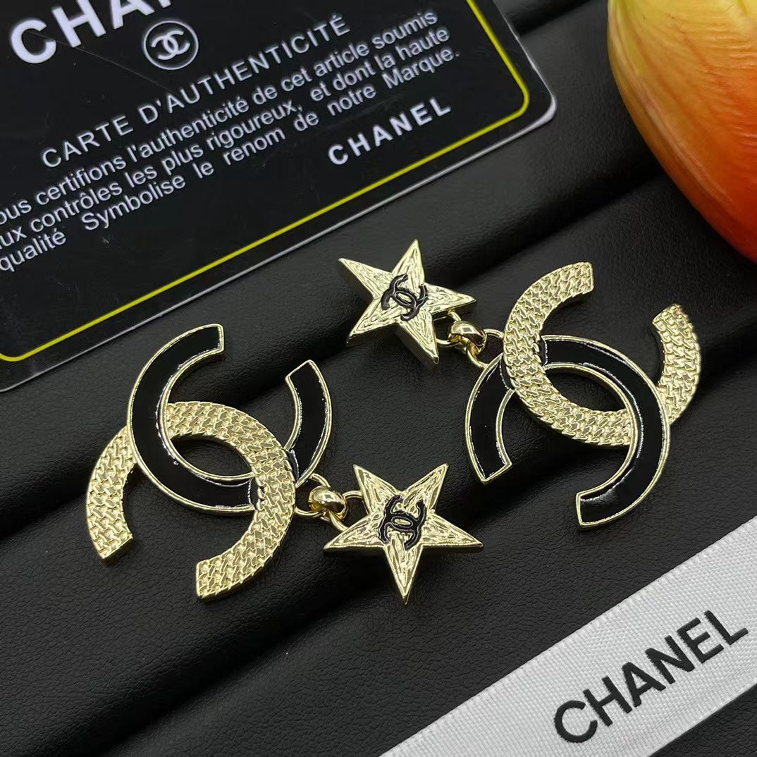 Fashion Pentagram Double C Earrings