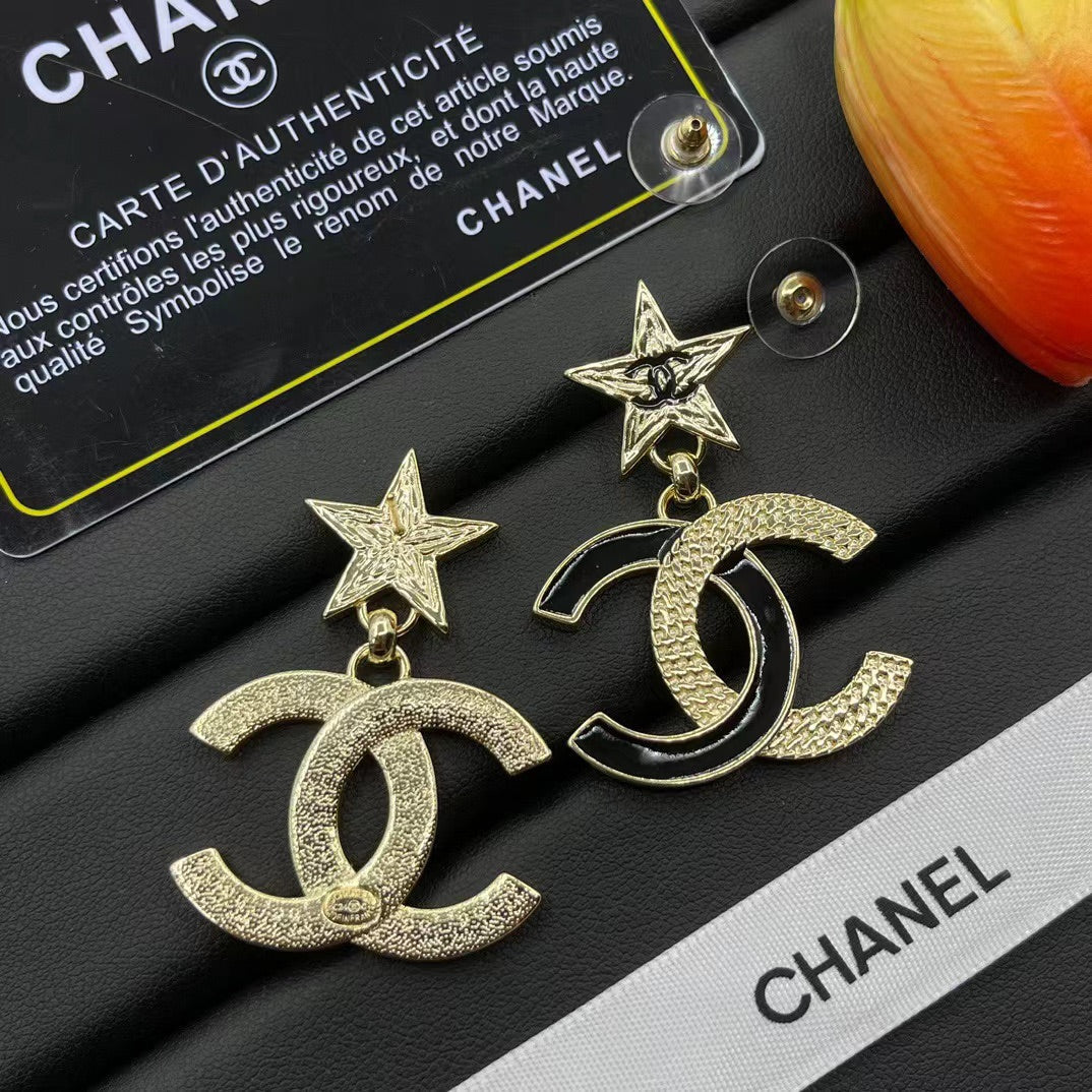 Fashion Pentagram Double C Earrings