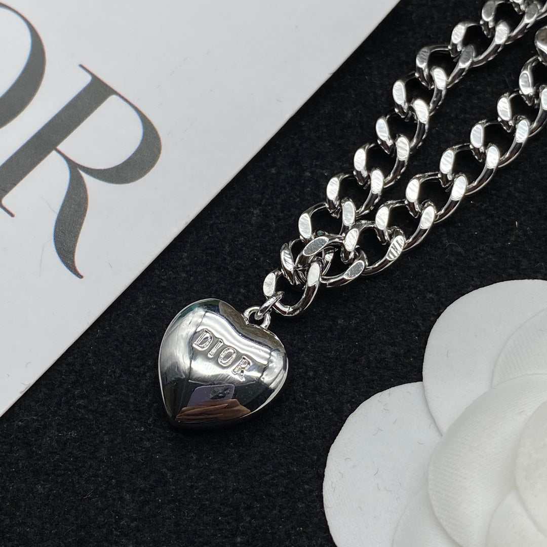 Fashion CD heart silver necklace