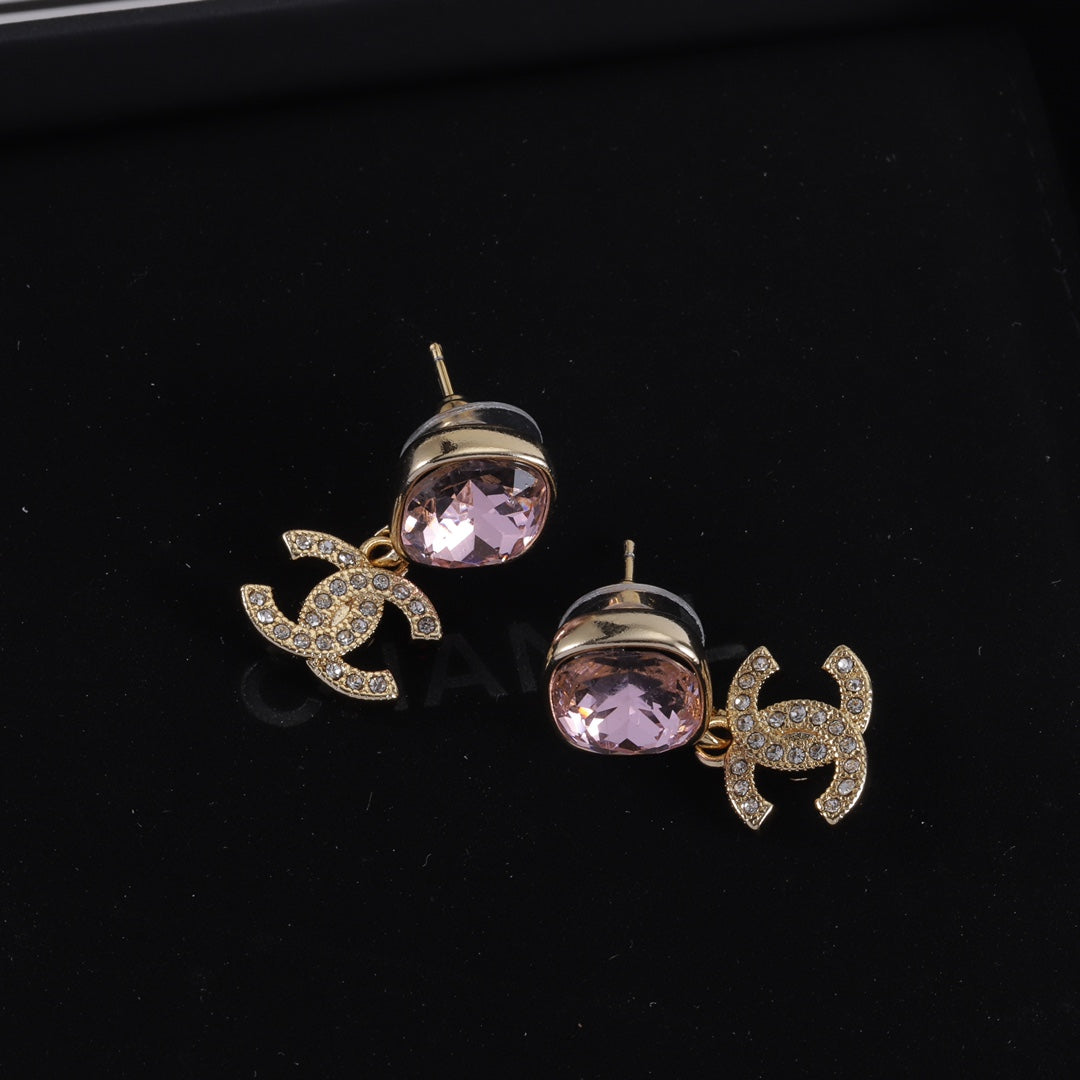 Luxury Double C Crystal Earrings