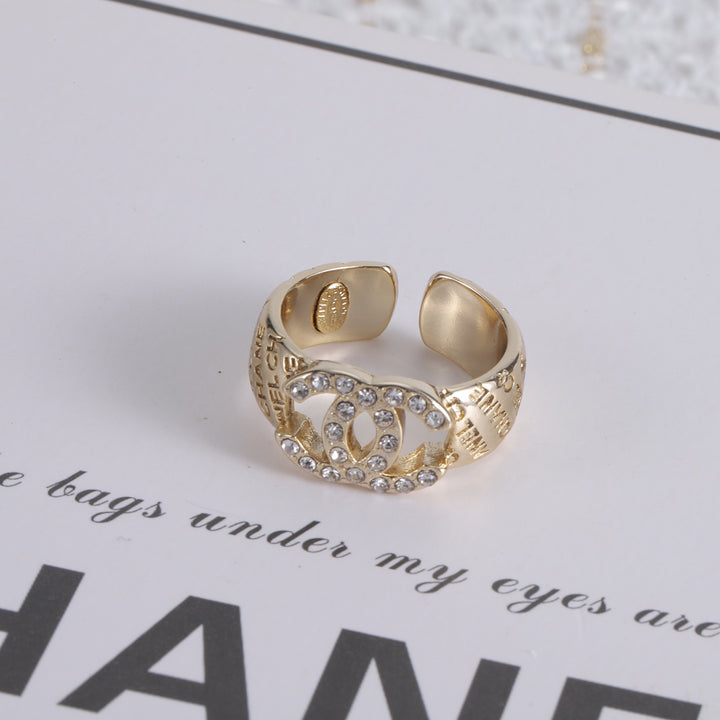 Fashion Double C Letter Print Ring