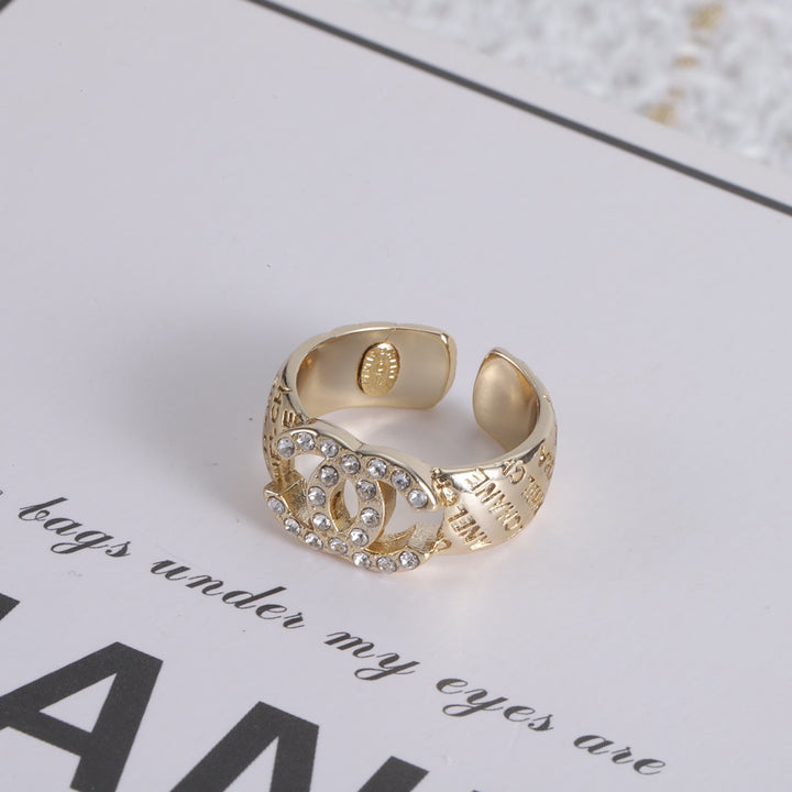 Fashion Double C Letter Print Ring