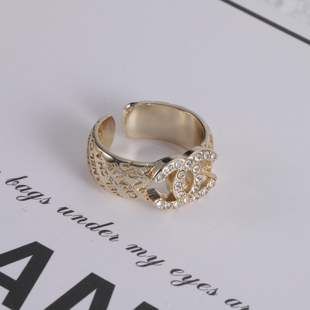 Fashion Double C Letter Print Ring