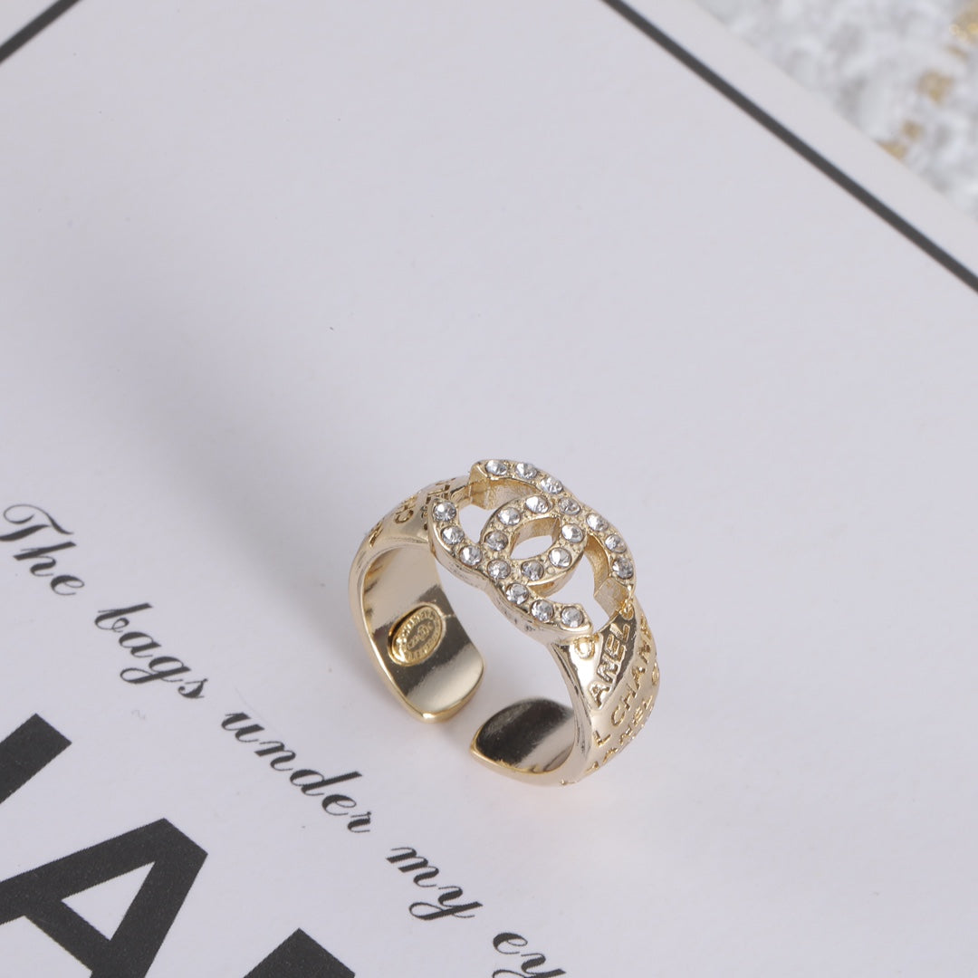 Fashion Double C Letter Print Ring