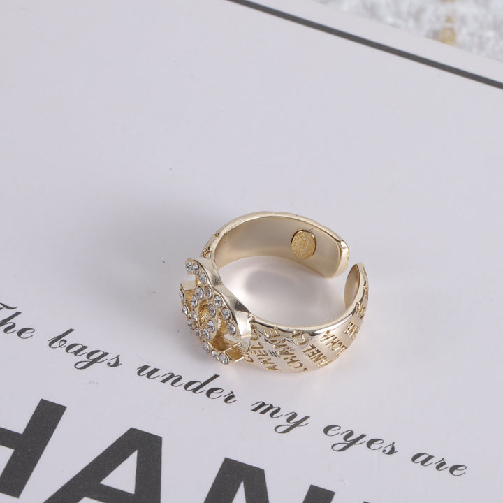 Fashion Double C Letter Print Ring