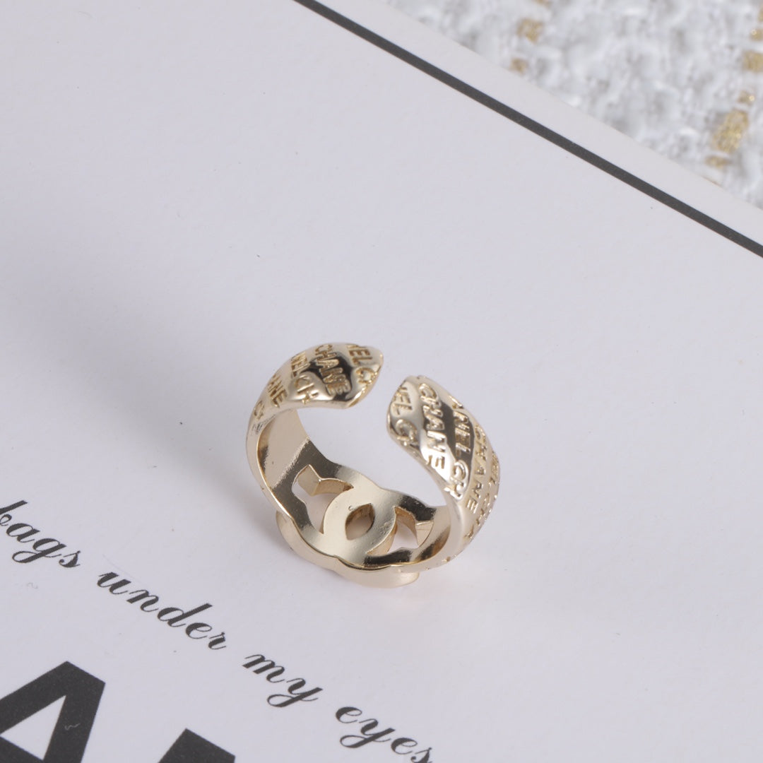 Fashion Double C Letter Print Ring