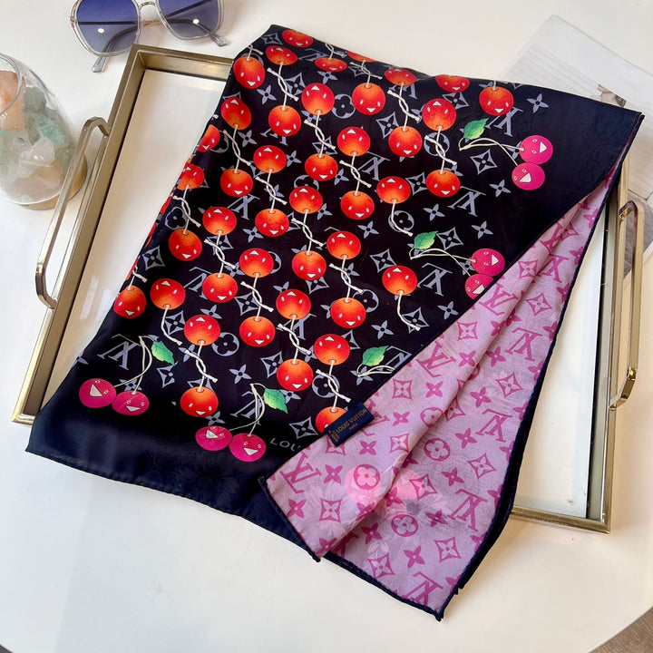 High-level double-sided flower snail silk square scarf