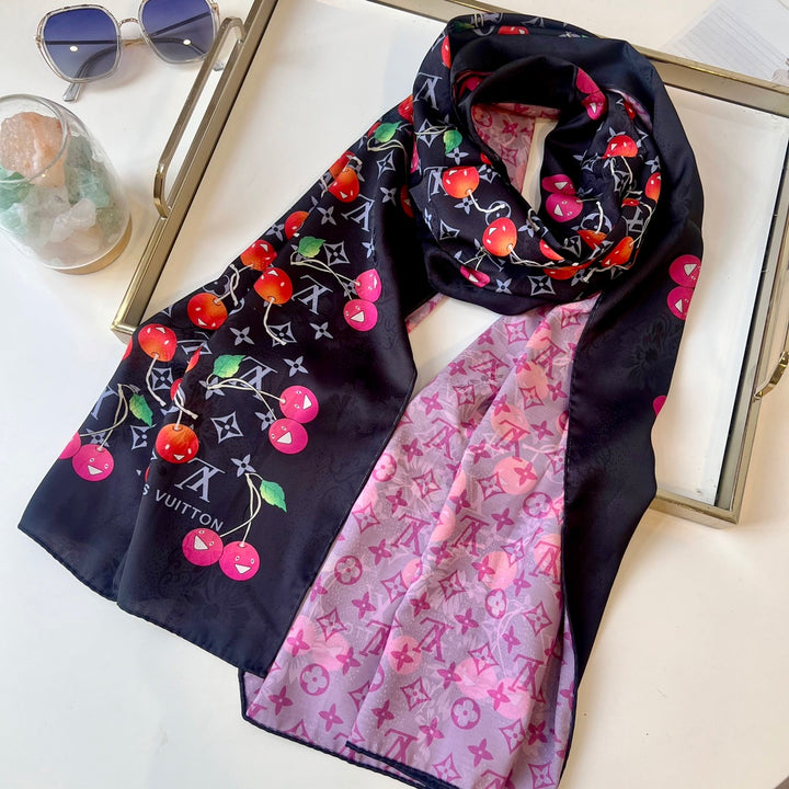 High-level double-sided flower snail silk square scarf