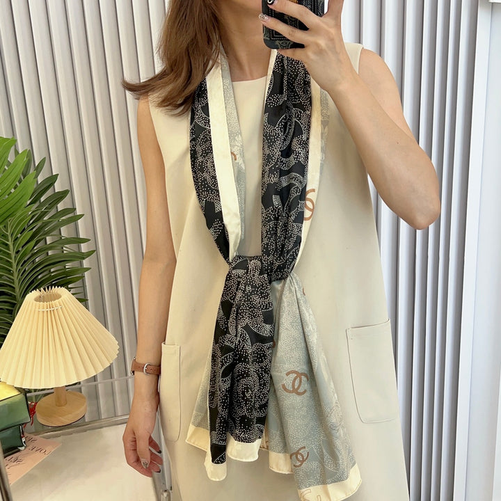 fashion multi-color combination silk square scarf