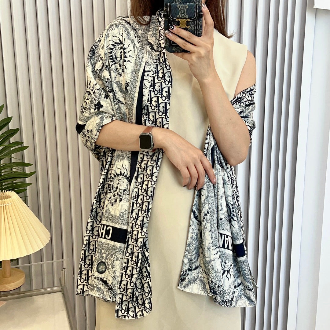 fashion silk double-sided two-color scarf