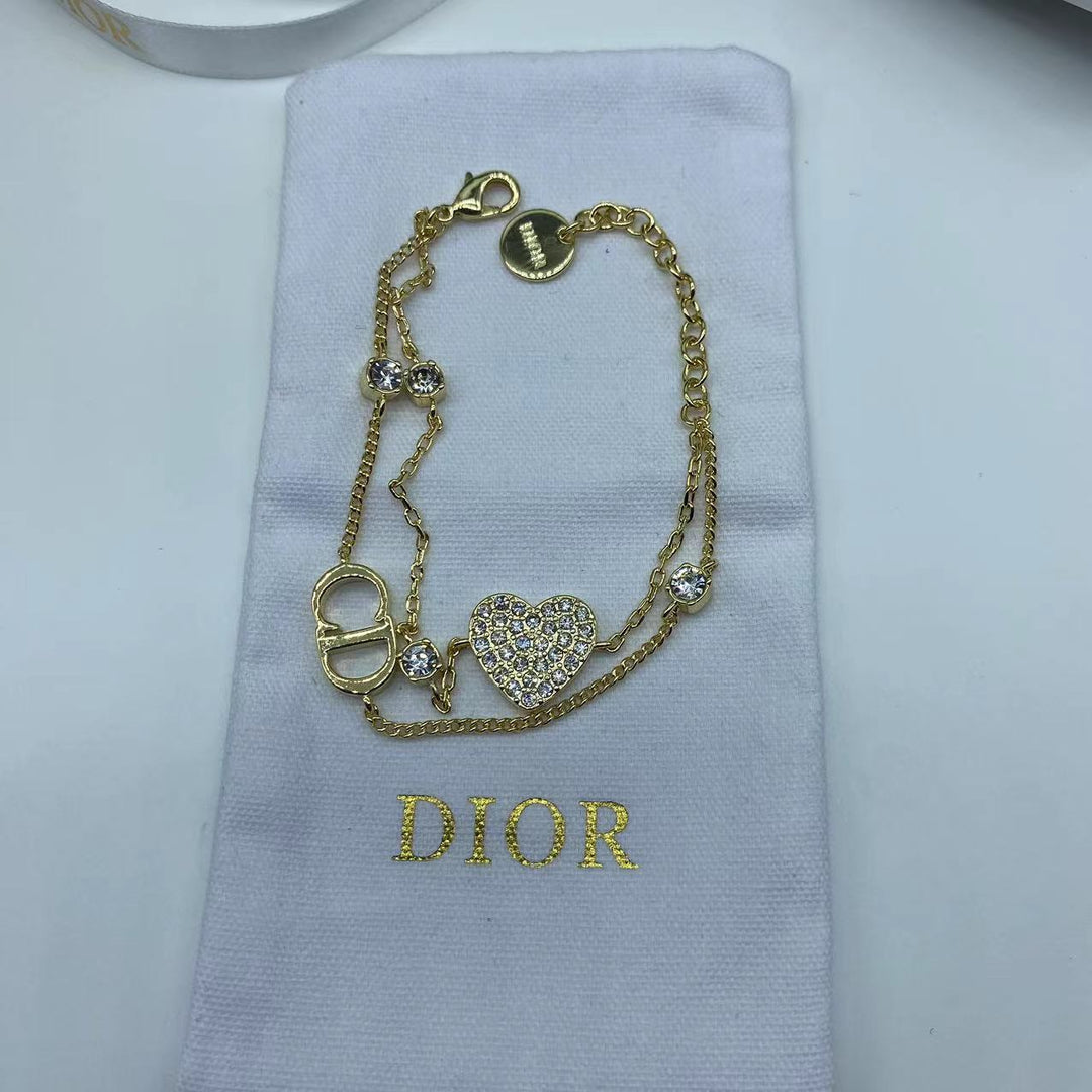 Luxury Double Layer CD Heart Bracelet