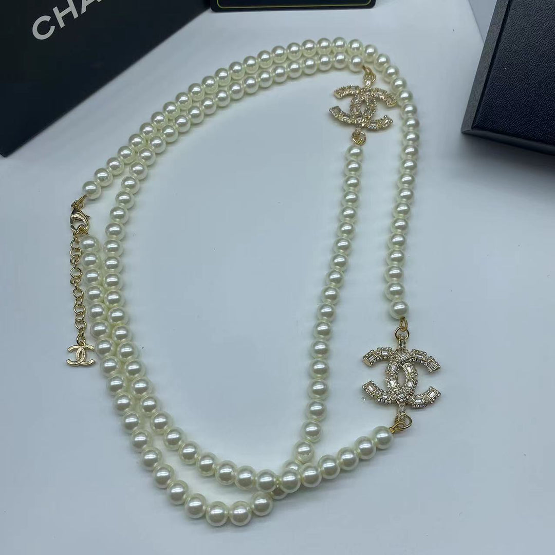 Luxury Double C Pendant Pearl Necklace