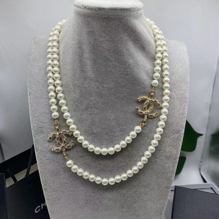 Luxury Double C Pendant Pearl Necklace