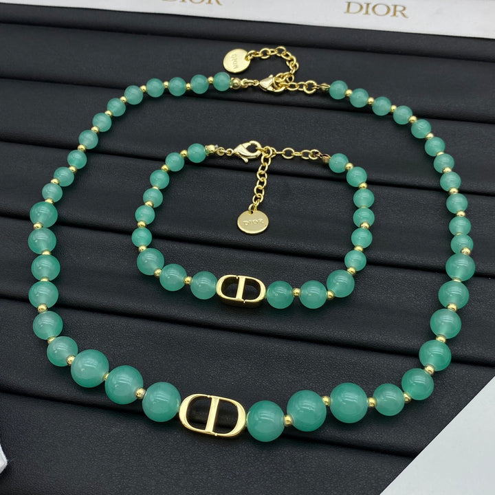 Fashion CD Beaded Necklace Bracelet Set