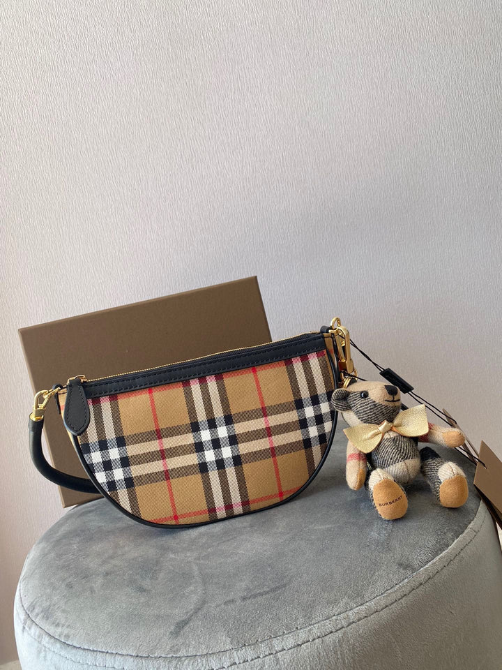 Vintage plaid cotton handbag