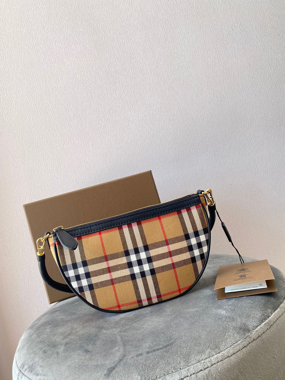 Vintage plaid cotton handbag